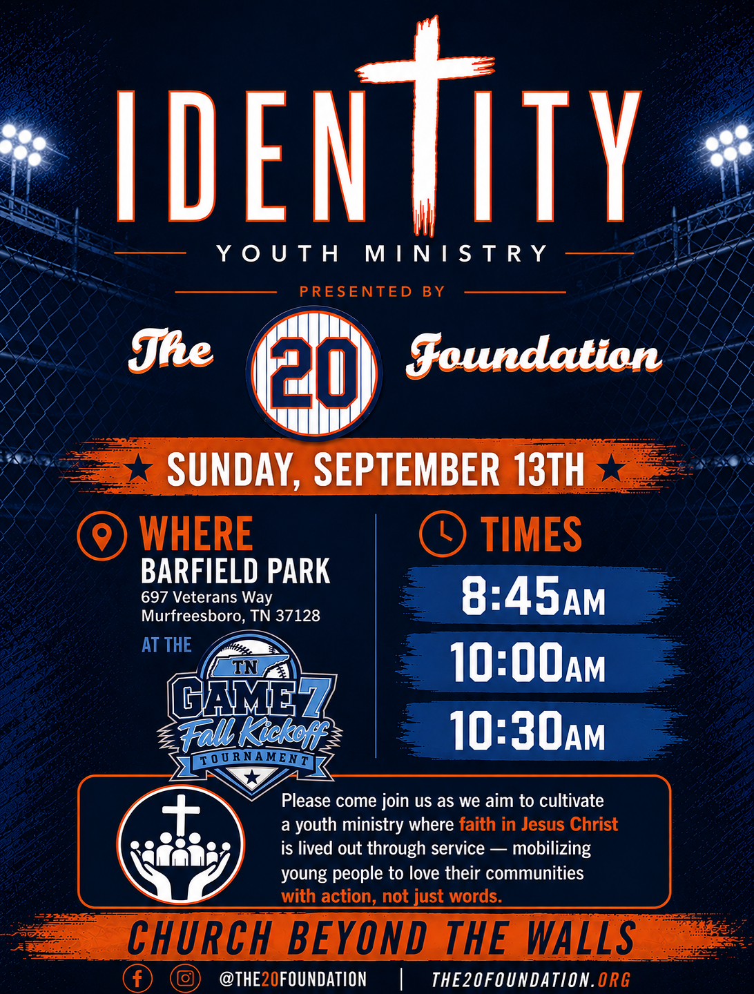 Identity Youth Ministry — Game 7 Fall Kickoff flyer